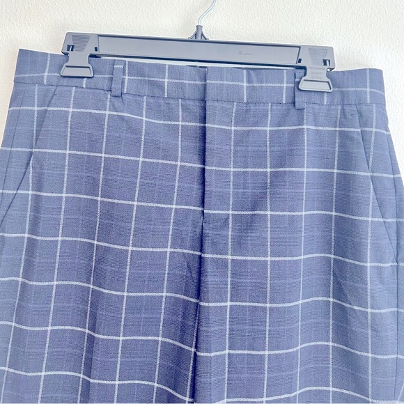 NWT Banana Republic Logan Mid Rise In Blue Gray Windowpane Trouser Size 8 - Picture 3 of 12